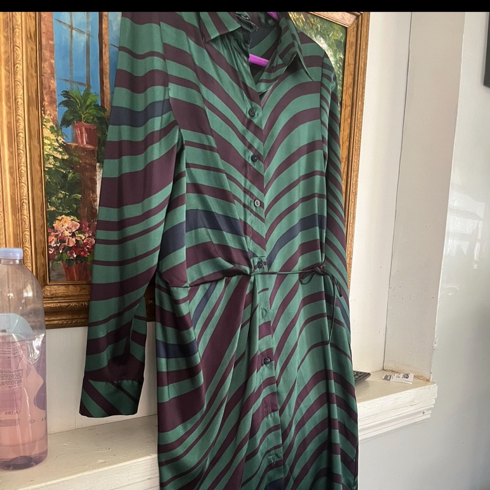 Chic Striped Green and Black Dress